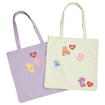 【Grace Gift】【Care Bears-簡約素面愛心LOGO帆布包】2色 包包 帆布袋 聖誕節 交換禮物