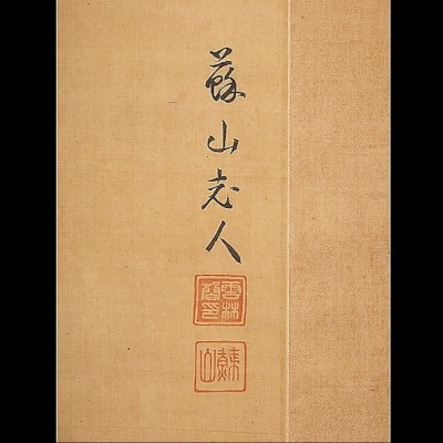 真作】【渡鹿庵】[雲林院蘇山] 6625 掛軸 日本画 鯉の図 合箱 絹本