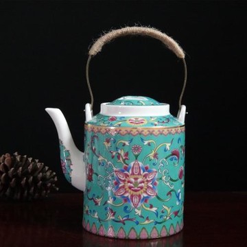 景德鎮滿彩陶瓷提梁壺家用泡茶壺宮廷茶壺高檔涼水壺開水壺瓷器壺