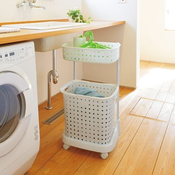 leqair 日製雙層分類洗衣籃推車-DIY-多色可選 深棕