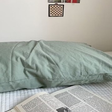 MEZAME HOME 純棉枕套 復古綠 74 x 48cm 透氣舒適  1個