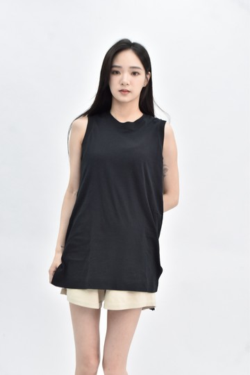 (S) uniqlo 棉質運動無袖背心黑色上衣