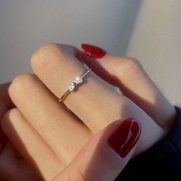 戒指 925通體純銀戒指 戒子 女生戒指 食指戒 蝴蝶結戒指 指環 簡約百搭閃鑽戒指 閨蜜戒指 戒指女 可調式戒指
