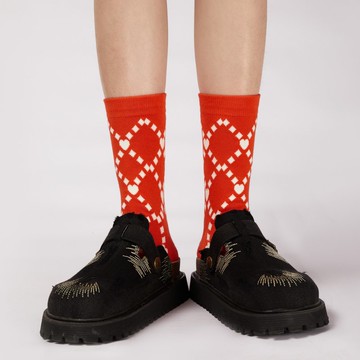 童趣的愛印花中筒襪