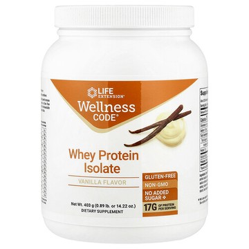 Life Extension, Wellness Code®，分離乳清蛋白，香草味，0.89 磅（403 克）