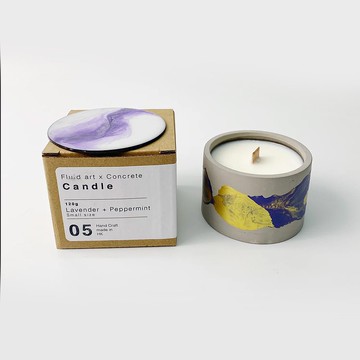 手工製造 I 水泥 x 流體藝術蠟燭 I 紫色