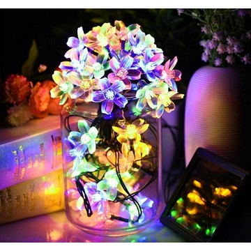 台灣現貨【太陽能燈串-櫻花】太陽能 led 戶外防水燈串 庭院裝飾燈 藤條燈 櫻花藤條燈 燈串 婚禮 派對裝飾 氣氛 露營燈