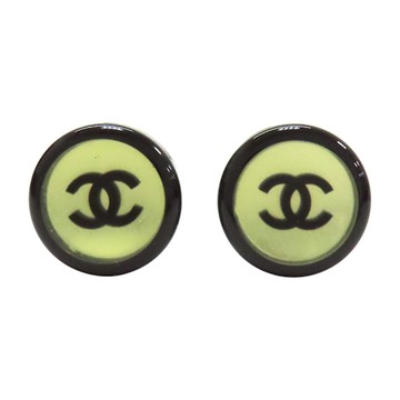 【二手名牌BRAND OFF】CHANEL 香奈兒 黑色 PVC 圓餅 COCO 夾式耳環
