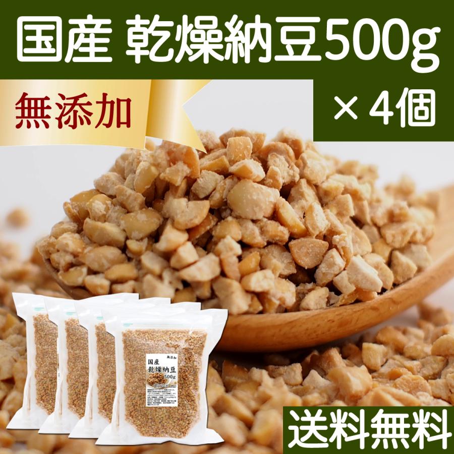 乾燥納豆 500g×4個 ドライ納豆 ひきわり納豆 無添加 犬 国産 送料無料