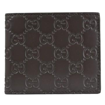 GUCCI 779836 GG LOGO壓花皮革對開八卡短夾.深咖
