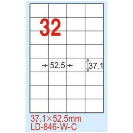 【龍德】LD-846(直角-白色) 雷射、噴墨、影印三用電腦標籤 37.1x52.5mm 20大張/包【APP滿額下單4%點數(單一帳號最高1000點)】7/31止