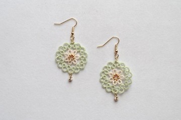 梭織花邊和施華洛世奇穿孔耳針・亮草