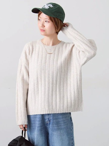 低調細閃寬羅紋圓領針織上衣(0F001312910) - Lugnoncure