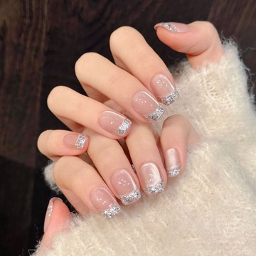 ✨Hannah✨【冰茶】法式清冷碎鑽絲綢貓眼簡約顯白短款手工穿戴甲純手作指甲精緻穿戴甲 I9QO