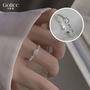 【Gulicc】戒指 韓版微鑲鍊條食指戒