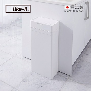 日本 like-it 日製落地型按壓式密封防臭垃圾桶 25L - 白
