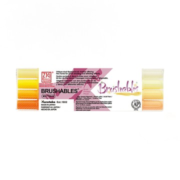 【Kuretake 吳竹】ZIG 雙色軟筆刷麥克筆 黃色系套組 /盒 MS-7700-4VYE(日本品牌)
