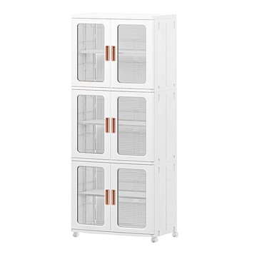 加厚摺疊收納櫃收納箱 透明灰 5層  55 x 32 x 143.9cm  1個