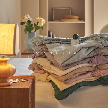 waffle|華夫格針織床上床笠簡約雙拼純色純棉全棉ins風水洗棉單品