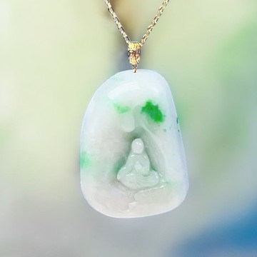 【無相系列】飄陽綠無相佛項鍊18K金墜頭 | 天然緬甸A貨翡 | 送禮