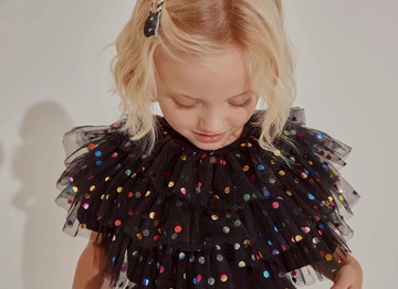 英國 Bob & Blossom - 暗夜黑彩色亮點芭蕾披肩-黑色 (F (3-8Y))