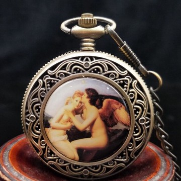 古玩雜項仿古懷表名表歐式宮廷人物老掛表仿古單開全自動機械懷表