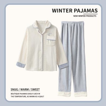 珊瑚絨睡衣女秋冬季法蘭絨加厚家居服套裝冬天加絨2024年新款大碼