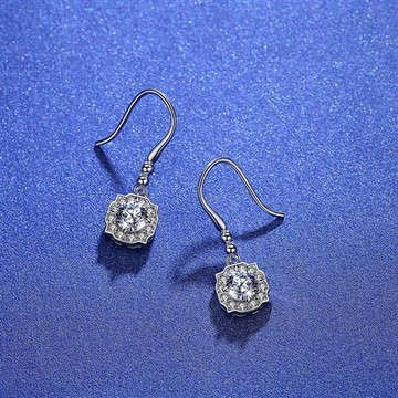 【米蘭精品】莫桑鑽耳環925純銀耳針-1ctD色八心八箭方型女飾品73yk59