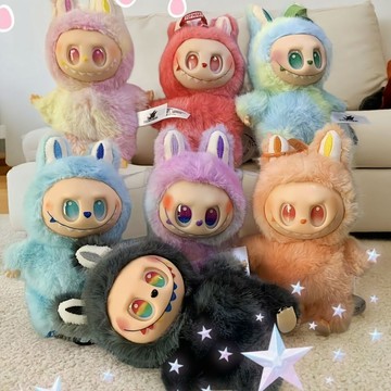 臺灣台灣發貨 直髮拉布布labubu3.0三代前方高能搪膠臉包掛件公仔玩偶