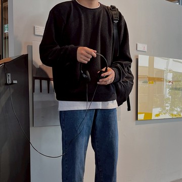 正韓日常純色圓領針織大學T 5色 YUPPIE 預購商品 0911