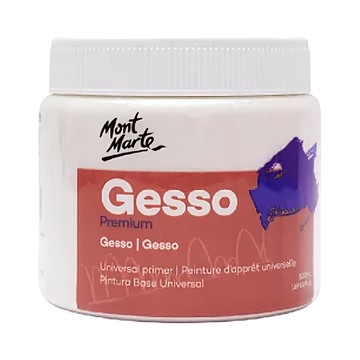 Mont Marte 蒙瑪特 壓克力媒介 Gesso 白色打底劑 適用於帆布、紙板和木材  500ml  1個