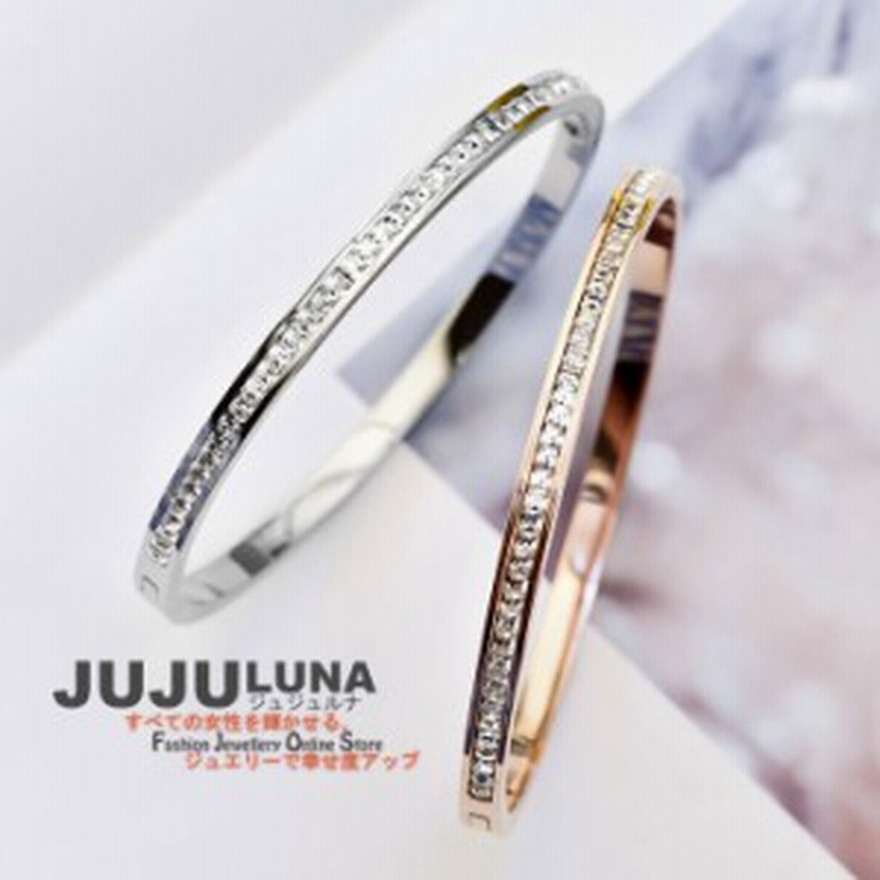 バングル ハーフエタニティ 華奢 大人 上品 女性らしい ジルコニア CZダイヤモンド ブレスレット チタン ステンレス製 レディース シルバ 通販  LINEポイント最大1.0%GET | LINEショッピング