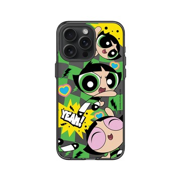 iPhone 15 Pro Max Clear 酷墨灰 - The Powerpuff Girls 飛天小女警 - 毛毛 - 可愛格紋款