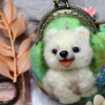 【羊毛氈】迷你口金包-夢幻系小動物-小北極熊