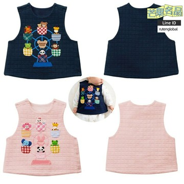 【日系卡通加棉】兒童馬甲 童裝馬甲 加棉馬甲 背心 馬甲背心 男女童通用 熊兔摩天輪印花 多口袋設計 秋冬保暖內搭