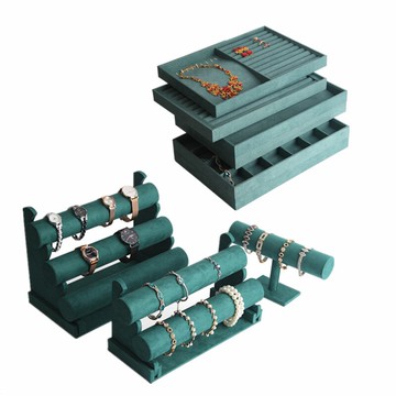 墨綠色首飾盤戒指項鏈展示盤 耳釘耳飾手鐲盤飾品首飾展示盤/架