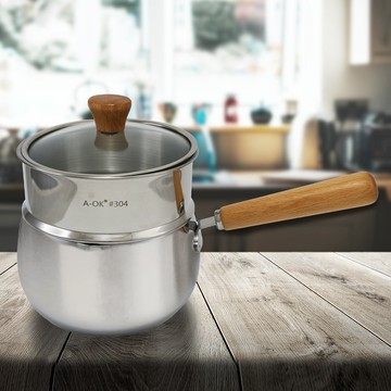 A-OK 316不鏽鋼藍寶石片手鍋-16cm+304不鏽鋼蒸籠層 (附鍋蓋)