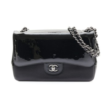 CHANEL 香奈兒 Classic Flap 30 肩背包 黑色 漆皮 銀釦 【二手名牌BRAND OFF】
