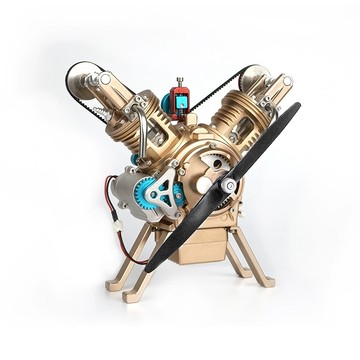 土星文化土星工匠師V2雙缸汽車迷你發動機模型金屬拼裝益智玩具 「昊睿嚴選」