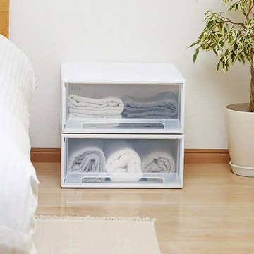日本 天馬 MONO純白系正方45寬單層抽屜箱(透窗)-高20CM-3入