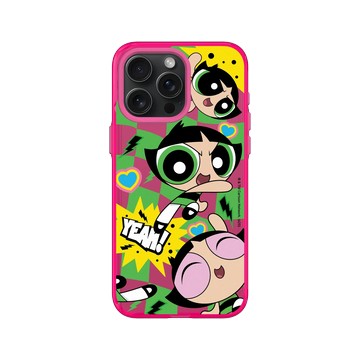 iPhone 15 Pro Max Clear 粉漾桃 - The Powerpuff Girls 飛天小女警 - 毛毛 - 可愛格紋款