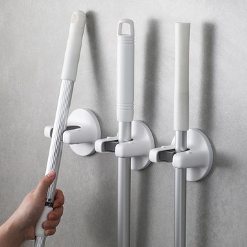 ABS無痕壁掛式拖把掛架夾-3入 單一規格
