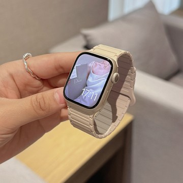 升級拼色磁吸硅膠錶帶 適用於 Apple Watch 全系列錶帶 45mm 41mm運動腕帶