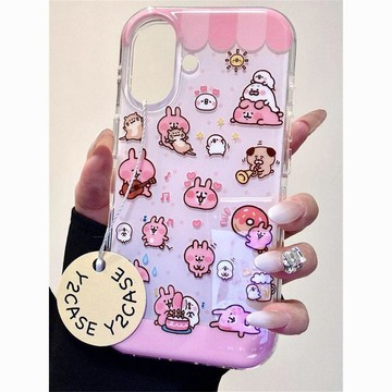 🎀臺灣出貨🎀韓系可愛波點粉兔丸適用適用於iPhone16promax手機殼蘋果15Plus14XR1312 韓系手機