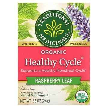 Traditional Medicinals, 有機健康週期，樹莓葉，無咖啡萃取，16 獨立茶包，0.85 盎司（24 克）