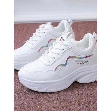 內增高老爹鞋女韓版百搭2024春秋季新款厚底皮面運動鞋休閑小白鞋