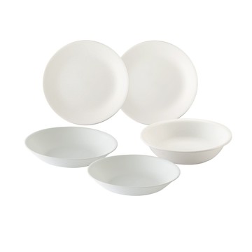 【美國康寧 CORELLE】純白系列5件式餐盤組-E16