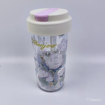 熱銷5萬件🔥 玫瑰花茶太空杯自帶吸管掛繩女生水杯高顏值杯子奇邦夏季水杯 HUHK