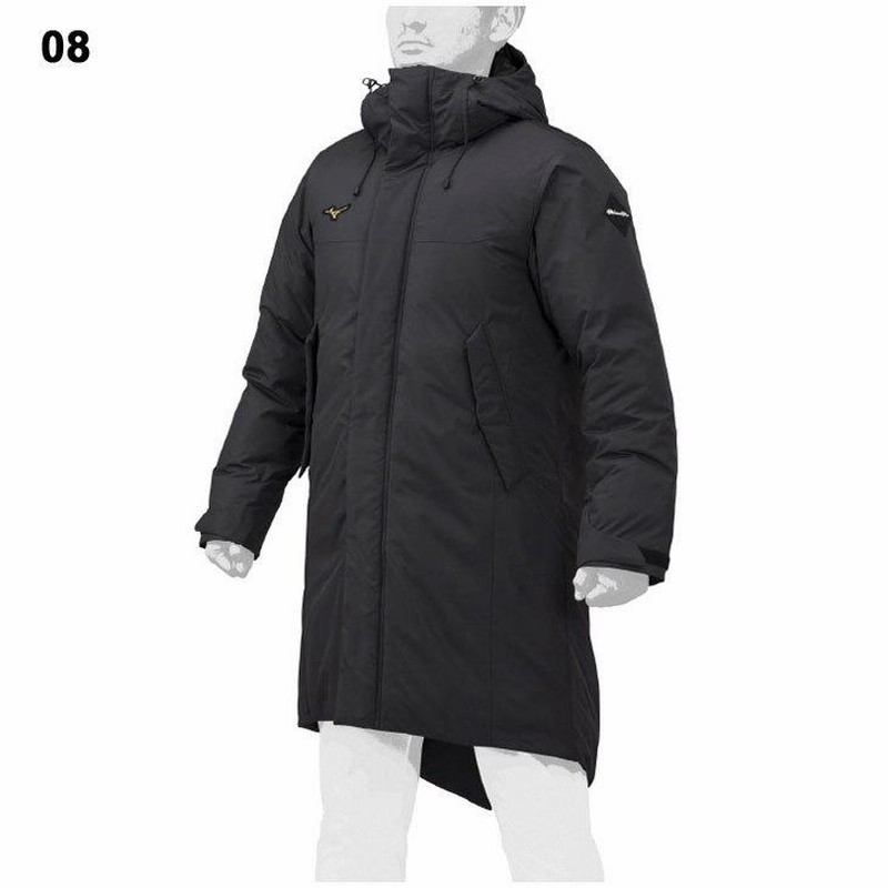 Mizuno フード付きダウン ベンチコート 黒 M Mizuno フード付きロング