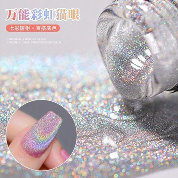臺灣出貨✨流行百搭彩虹貓眼甲油膠2025年新款網紅炫彩鐳射七彩晶石貓眼美甲✨賣場精選